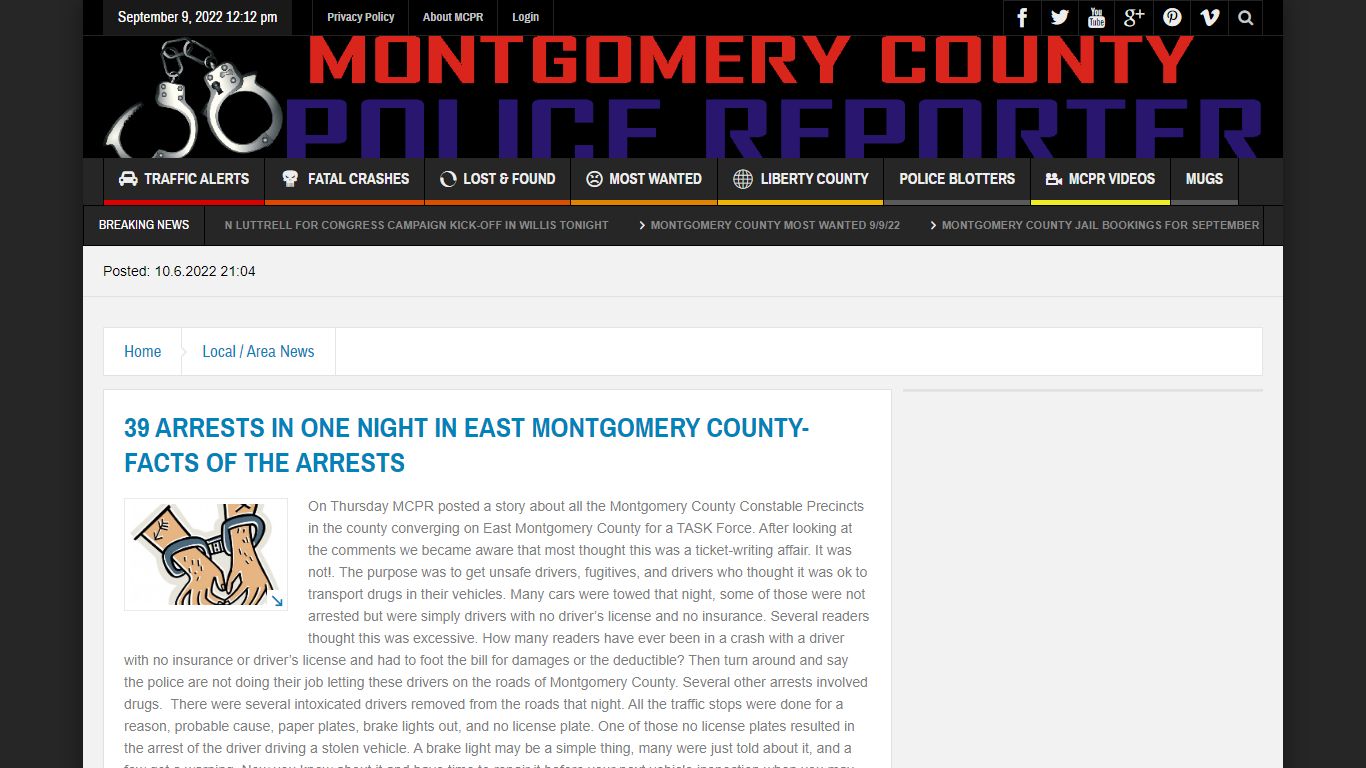 39 ARRESTS IN ONE NIGHT IN EAST MONTGOMERY COUNTY-FACTS OF THE ARRESTS