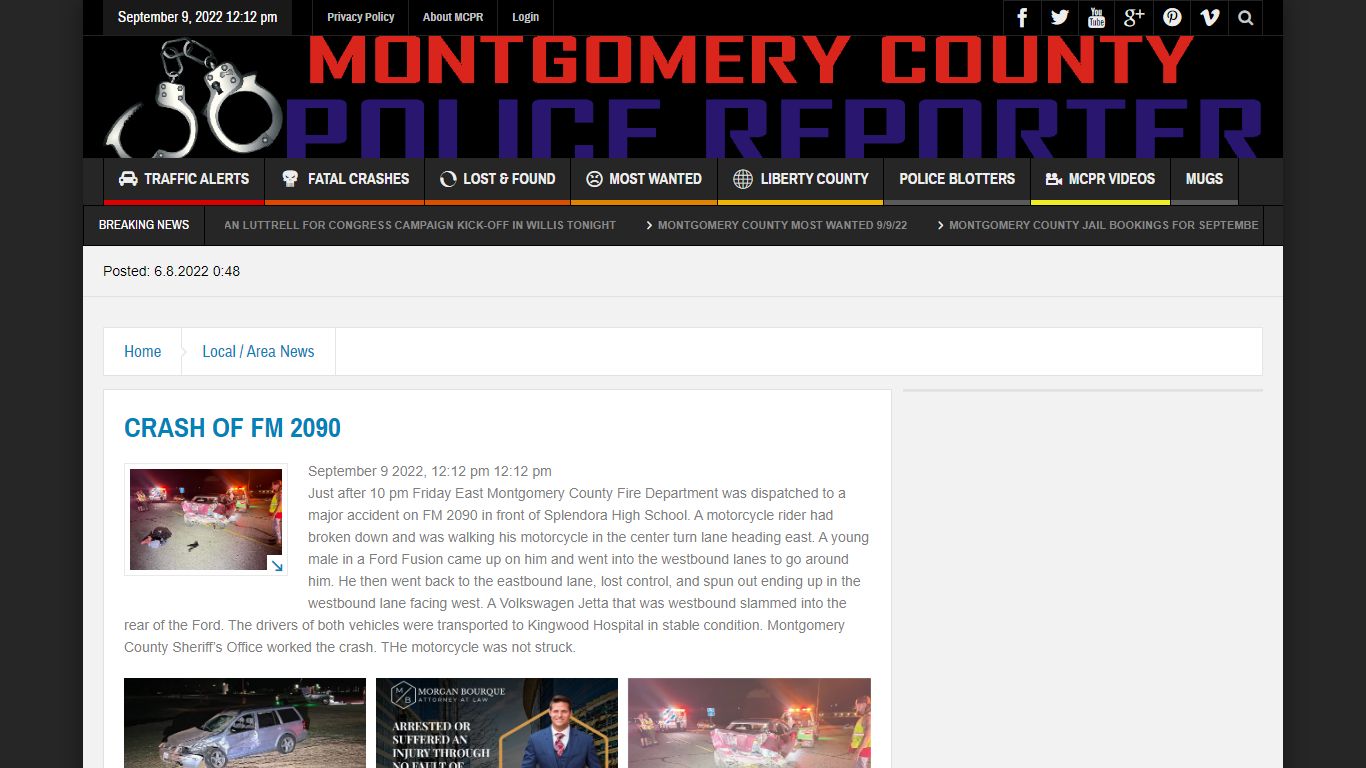 CRASH OF FM 2090 – Montgomery County Police Reporter